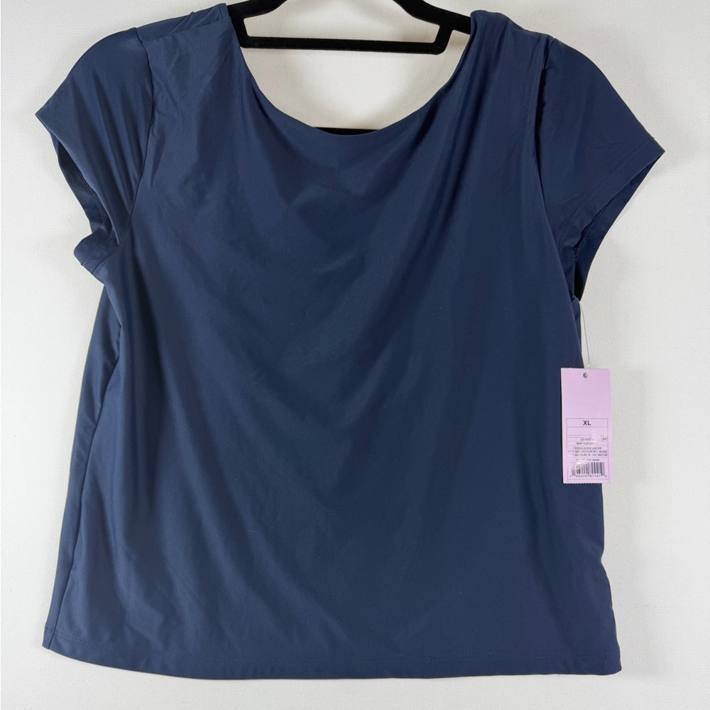Wild Fable- Scoop Neck Short Sleeve Tee- Navy - XL | Basic Tee - Picture 2 of 6